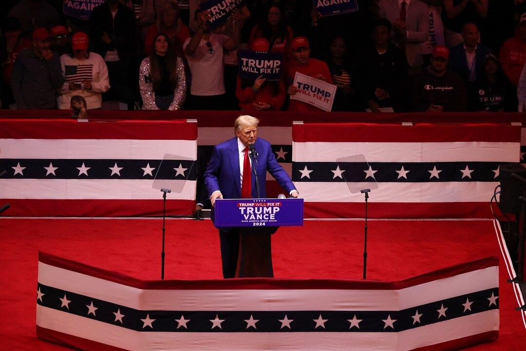 Donald Trump speaks at a rally in Madison Square Garden